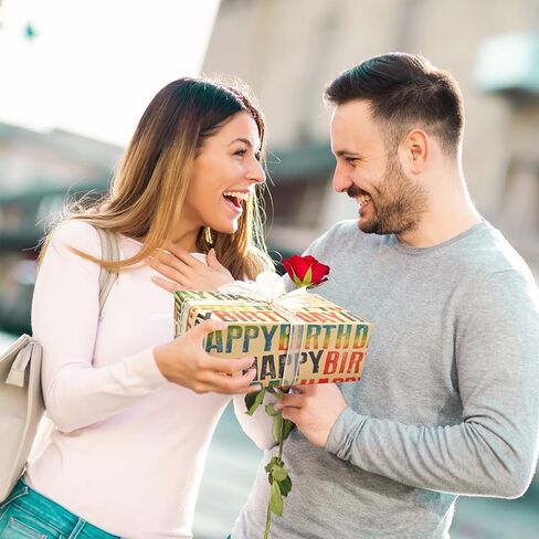 Birthday Wrapping Paper Set, 6 Sheets Kraft Brown Recycled Gift Wrapping Paper with Stickers, Gift Wrapping Paper with Happy Birthday Pattern Design for Kids Girls Women Boys Men Adults, 20×28 inches in Kuwait