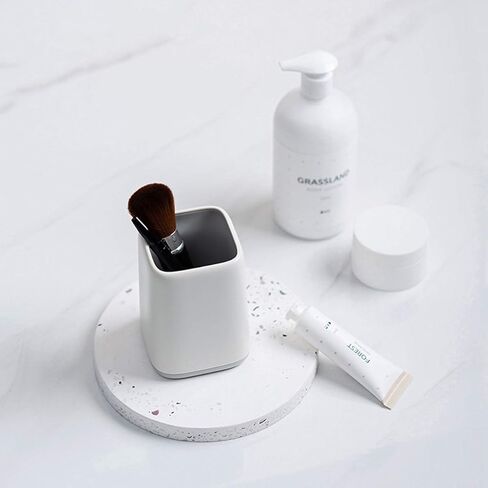 حامل أقلام مكتبي مكون من قطعتين من Cerpourt، حامل فرشاة مكياج على شكل كأس لطيف بلونين، حامل أقلام منظم لسطح المكتب متين للمكتب، طاولة الزينة، لوازم المكتب (رمادي) in Kuwait