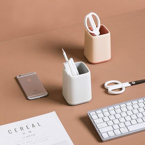 حامل أقلام مكتبي مكون من قطعتين من Cerpourt، حامل فرشاة مكياج على شكل كأس لطيف بلونين، حامل أقلام منظم لسطح المكتب متين للمكتب، طاولة الزينة، لوازم المكتب (رمادي) in Kuwait
