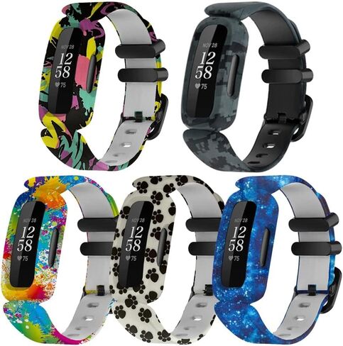 FitTurn Cute Pattern Kids bands Compatible with Fitbit Ace 3 Activity Tracker for Kids 6+, Replacement Adjustable Silicone Sport Strap Wristbands Accessories for Ace 3 Tracker in Saudi Arabia