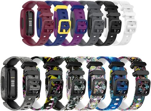 FitTurn Cute Pattern Kids bands Compatible with Fitbit Ace 3 Activity Tracker for Kids 6+, Replacement Adjustable Silicone Sport Strap Wristbands Accessories for Ace 3 Tracker in Saudi Arabia