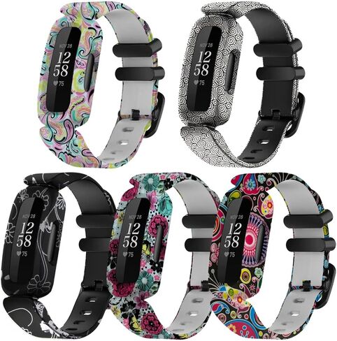 FitTurn Cute Pattern Kids bands Compatible with Fitbit Ace 3 Activity Tracker for Kids 6+, Replacement Adjustable Silicone Sport Strap Wristbands Accessories for Ace 3 Tracker in Saudi Arabia