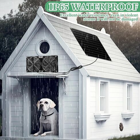 Riakrum 1 Set 15w 12v Solar Panel Fan Kit with 2 Fans, Waterproof Portable Ventilator Exhaust Fan, DIY Cooling Ventilation Project for Greenhouse, Chicken House, Doghouse, Pet Houses, Shed in Saudi Arabia