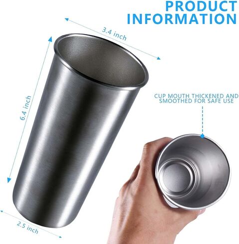 5 Pack 16 Ounce Stainless Steel Pint Cups Shatterproof Cup Tumblers Unbreakable Metal Drinking Glasses for Bar, Home, Restaurant in Saudi Arabia