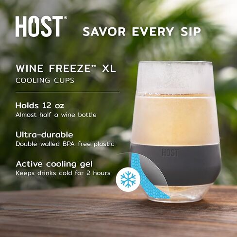 HOST Cooling Freeze Cup with Lid 8.5oz Set of 2, Freezable Tumbler with Freezing Gel, Mother's Day Gift Ideas, Mom Gifts, Best Gifts for Women, Gray in Saudi Arabia