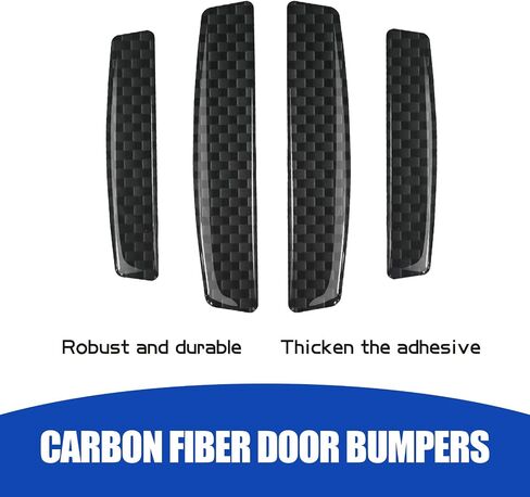 Pack-4 Car Door Edge Anti-Scratch Strip, 3.8" x 0.78" + 3.03" x 0.59" Carbon Fiber Side Door Edge Protector, Resin Gel Flexible Body Sticker, Universal Bumper Trim Cover for Car (Black) in Saudi Arabia