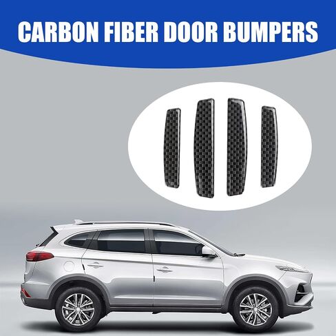Pack-4 Car Door Edge Anti-Scratch Strip, 3.8" x 0.78" + 3.03" x 0.59" Carbon Fiber Side Door Edge Protector, Resin Gel Flexible Body Sticker, Universal Bumper Trim Cover for Car (Black) in Saudi Arabia