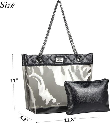 MICOM Candy Color 2 in 1 Chain Strap Clear Handbags Transparent Tote Purses for Women in Saudi Arabia