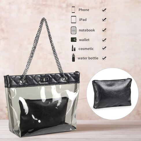 MICOM Candy Color 2 in 1 Chain Strap Clear Handbags Transparent Tote Purses for Women in Saudi Arabia