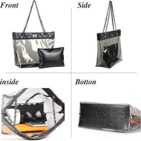 MICOM Candy Color 2 in 1 Chain Strap Clear Handbags Transparent Tote Purses for Women in Saudi Arabia