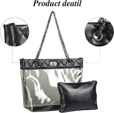 MICOM Candy Color 2 in 1 Chain Strap Clear Handbags Transparent Tote Purses for Women in Saudi Arabia