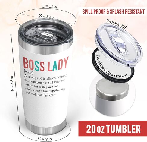 مجموعة هدايا Boss Lady - كوب من الفولاذ المقاوم للصدأ سعة 20 أونصة وحقيبة حمل من القماش سعة 13 أونصة، هدايا عيد ميلاد للرئيس والقائد وهدايا سيدة الزعيم للنساء، وهدايا تقدير لزملاء العمل، وهدايا مسيحية للنساء in Kuwait