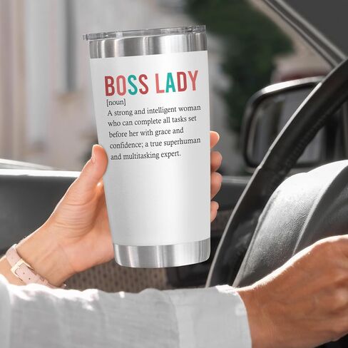 مجموعة هدايا Boss Lady - كوب من الفولاذ المقاوم للصدأ سعة 20 أونصة وحقيبة حمل من القماش سعة 13 أونصة، هدايا عيد ميلاد للرئيس والقائد وهدايا سيدة الزعيم للنساء، وهدايا تقدير لزملاء العمل، وهدايا مسيحية للنساء in Kuwait