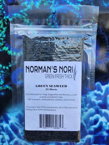 Green Seaweed Sheets 25 Package of 4" x 7.5" Nori Seaweed Sheets, for All Algae Eating Fish, 100% Natural, Nutrient-Dense, Super Thick 35g in Saudi Arabia