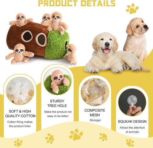 Interactive Squeaky Dog Toys Plush Sloth Dog Toy, Stuffing Woodland Friends Burrow, Squeaky Plush Dog Toy for Small Medium Large Dogs (Large) in Saudi Arabia