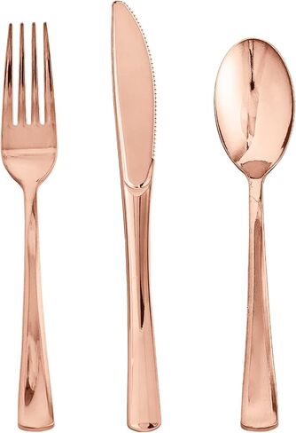 FOCUSLINE 75 Pack Silver Plastic Silverware Disposable Cutlery Set - 25 Forks, 25 Knives, 25 Spoons - Disposable Flatware Heavy Duty Plastic Utensils Set for Catering, Parties, Dinners, Weddings in Saudi Arabia