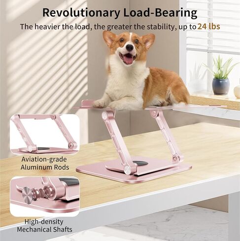 Adjustable Laptop Stand - 24 lbs Innovative Load Capacity - Fits 10-17.4" Laptops - Lifetime Laptop Stand Warranty - with Patented Stability & 720°Rotating Structure - Aviation-Grade Aluminum in Saudi Arabia
