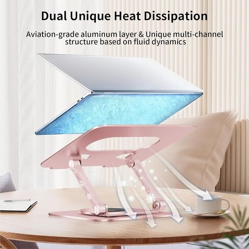 Adjustable Laptop Stand - 24 lbs Innovative Load Capacity - Fits 10-17.4" Laptops - Lifetime Laptop Stand Warranty - with Patented Stability & 720°Rotating Structure - Aviation-Grade Aluminum in Saudi Arabia