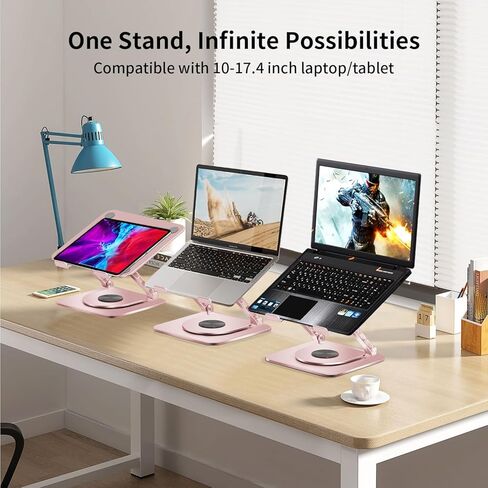Adjustable Laptop Stand - 24 lbs Innovative Load Capacity - Fits 10-17.4" Laptops - Lifetime Laptop Stand Warranty - with Patented Stability & 720°Rotating Structure - Aviation-Grade Aluminum in Saudi Arabia