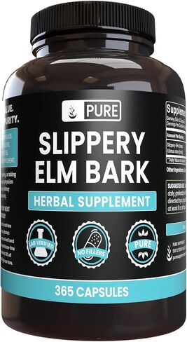 Pure Original Ingredients Slippery Elm Bark (365 Capsules) No Magnesium Or Rice Fillers, Always Pure, Lab Verified in Saudi Arabia