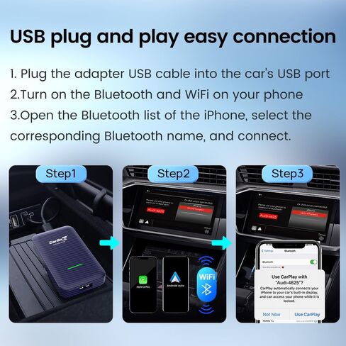 CarlinKit 4.0 CP2A Adapter for Wired CarPlay Car, 2 in 1-Convert Wired CarPlay to Wireless,Wired CarPlay to Wireless Android Auto(for Android 10+) in Saudi Arabia