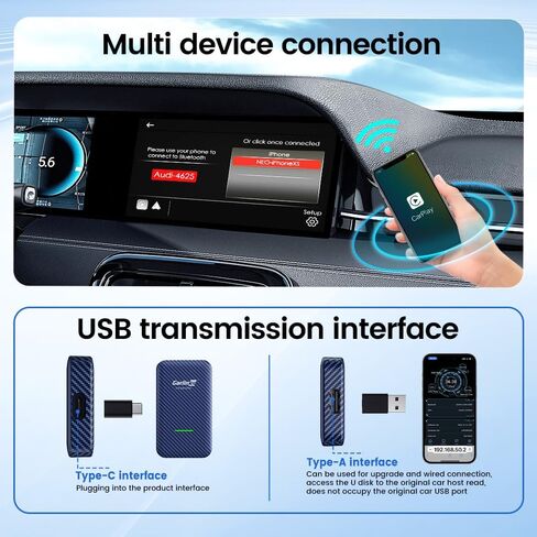 CarlinKit 4.0 CP2A Adapter for Wired CarPlay Car, 2 in 1-Convert Wired CarPlay to Wireless,Wired CarPlay to Wireless Android Auto(for Android 10+) in Saudi Arabia