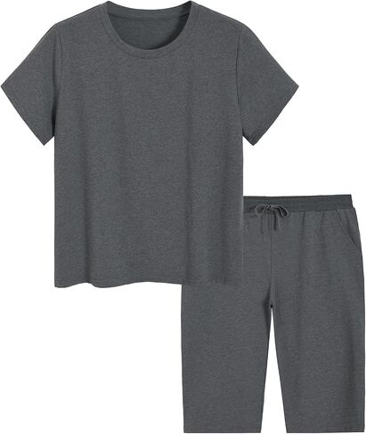 Weintee Women's Plus Size Petite 2 Piece Outfits Matching Top and Capris Loungewear Set in Saudi Arabia