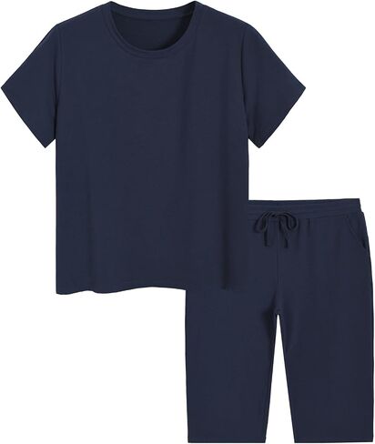 Weintee Women's Plus Size Petite 2 Piece Outfits Matching Top and Capris Loungewear Set in Saudi Arabia