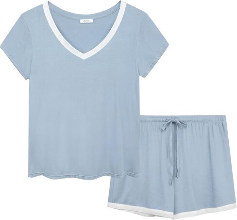 Joyaria Womens Cool/Cooling Pajamas Short Sleeve Pj Shorts Set in Kuwait