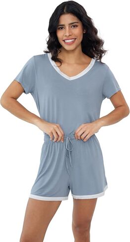 Joyaria Womens Cool/Cooling Pajamas Short Sleeve Pj Shorts Set in Kuwait