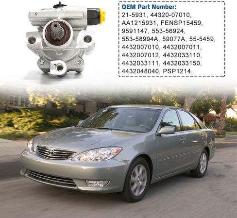 Power Steering Pump Compatible with 2004-2007 Toyota Highlander 95-06 Toyota Camry 95-04 Toyota Avalon 98-03 Toyota Sienna 99-03 Solara 97-01 ES300 04-06 RX330 Power Assist Pump Replace # 21-5931 in Saudi Arabia