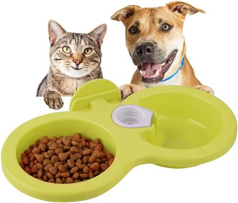 Zerodis Puppy Double Bowl, Bite-Resistant, Non-Toxic, Stainless Steel Dog Feeder, Hanging Design, Blue in Saudi Arabia