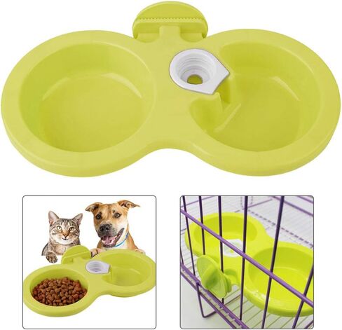 Zerodis Puppy Double Bowl, Bite-Resistant, Non-Toxic, Stainless Steel Dog Feeder, Hanging Design, Blue in Saudi Arabia