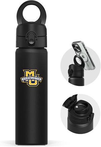 RHINOSHIELD AquaStand Magnetic Bottle 16 oz | Round Mouth Stainless Steel Insulated Water Bottle, Sport Bottle with MagSafe Compatible Handle, Tripod with Adjustable Angles, Leak Proof - Midnight Blue in Saudi Arabia