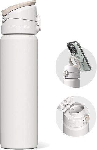 RHINOSHIELD AquaStand Magnetic Bottle 16 oz | Round Mouth Stainless Steel Insulated Water Bottle, Sport Bottle with MagSafe Compatible Handle, Tripod with Adjustable Angles, Leak Proof - Midnight Blue in Saudi Arabia