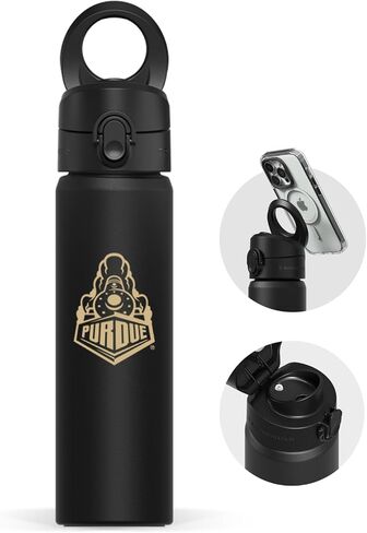 RHINOSHIELD AquaStand Magnetic Bottle 16 oz | Round Mouth Stainless Steel Insulated Water Bottle, Sport Bottle with MagSafe Compatible Handle, Tripod with Adjustable Angles, Leak Proof - Midnight Blue in Saudi Arabia