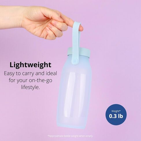 BLUE GINKGO Collapsible Water Bottle | Lightweight Foldable Water Bottles for Travel, Hiking, Camping | Leak Proof Travel Must Haves Silicone Bottle | Made in Korea (16.9oz) - Blue in Saudi Arabia