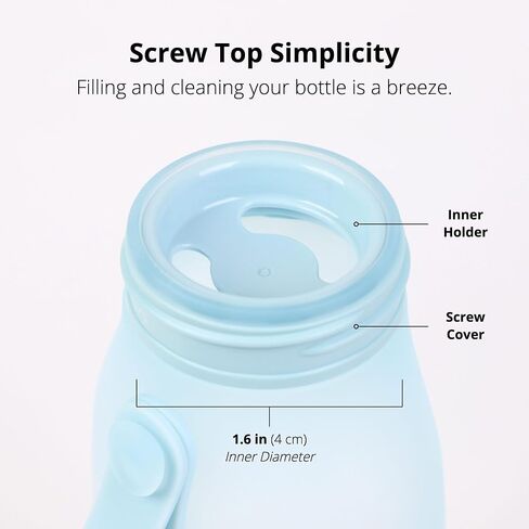 BLUE GINKGO Collapsible Water Bottle | Lightweight Foldable Water Bottles for Travel, Hiking, Camping | Leak Proof Travel Must Haves Silicone Bottle | Made in Korea (16.9oz) - Blue in Saudi Arabia