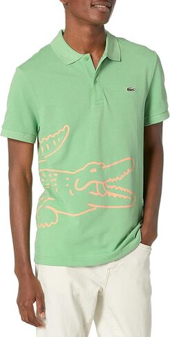 Lacoste Men's Short Sleeve Regular Fit Big Croc Graphic Polo Shirt in Saudi Arabia