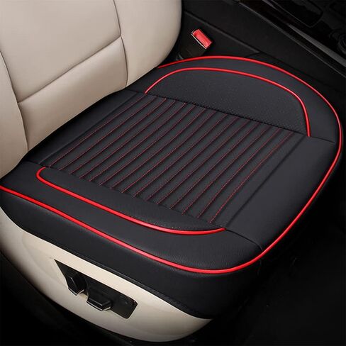 2 front bottom car seat covers, artificial leather protector for front seats only, leather upholstered seat covers with storage bags, waterproof and anti-skid pads, suitable for most cars (Black) in Saudi Arabia
