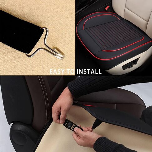 2 front bottom car seat covers, artificial leather protector for front seats only, leather upholstered seat covers with storage bags, waterproof and anti-skid pads, suitable for most cars (Black) in Saudi Arabia