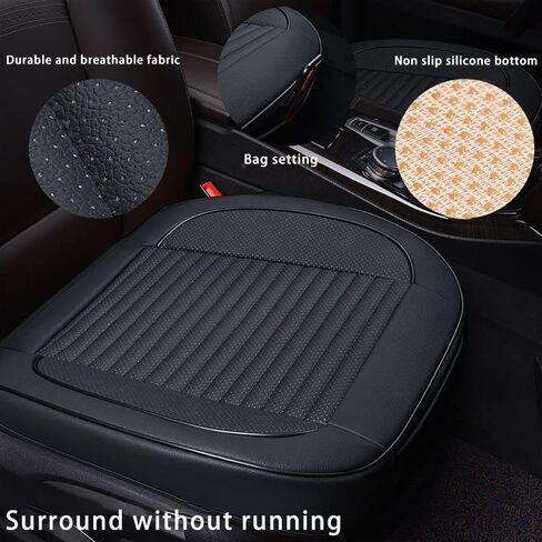 2 front bottom car seat covers, artificial leather protector for front seats only, leather upholstered seat covers with storage bags, waterproof and anti-skid pads, suitable for most cars (Black) in Saudi Arabia