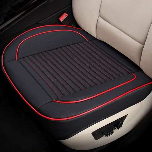 2 front bottom car seat covers, artificial leather protector for front seats only, leather upholstered seat covers with storage bags, waterproof and anti-skid pads, suitable for most cars (Black) in Saudi Arabia