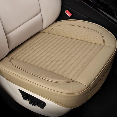 2 front bottom car seat covers, artificial leather protector for front seats only, leather upholstered seat covers with storage bags, waterproof and anti-skid pads, suitable for most cars (Black) in Saudi Arabia
