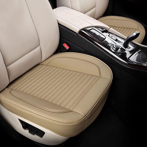 2 front bottom car seat covers, artificial leather protector for front seats only, leather upholstered seat covers with storage bags, waterproof and anti-skid pads, suitable for most cars (Black) in Saudi Arabia