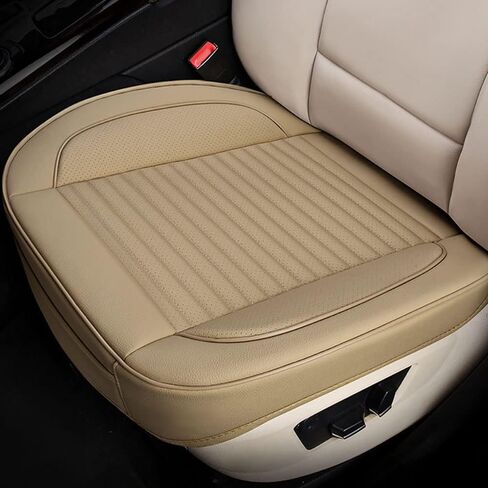 2 front bottom car seat covers, artificial leather protector for front seats only, leather upholstered seat covers with storage bags, waterproof and anti-skid pads, suitable for most cars (Black) in Saudi Arabia