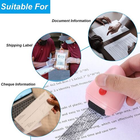 PATIKIL Identity Theft Protection Roller Stamp, Plastic Security Personal Privacy Confidential Stamp with Box Opener for ID Address Blocker, Black in Saudi Arabia