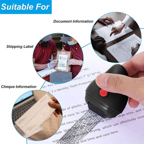 PATIKIL Identity Theft Protection Roller Stamp, Plastic Security Personal Privacy Confidential Stamp with Box Opener for ID Address Blocker, Black in Saudi Arabia