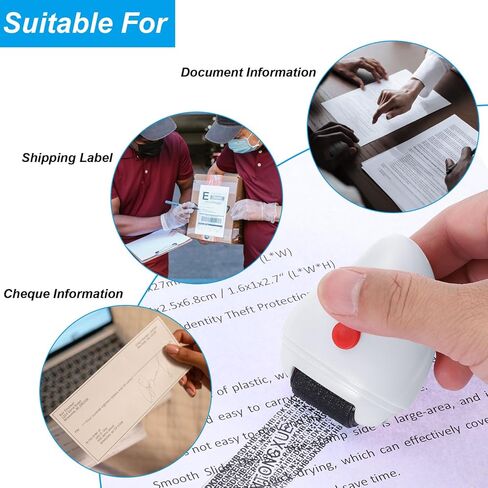 PATIKIL Identity Theft Protection Roller Stamp, Plastic Security Personal Privacy Confidential Stamp with Box Opener for ID Address Blocker, Black in Saudi Arabia