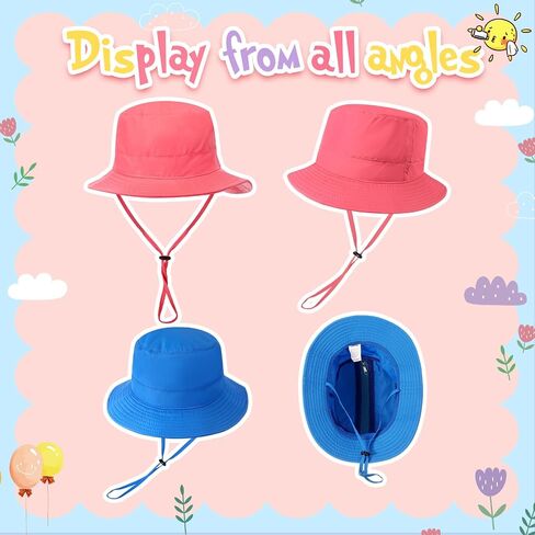 2 Pcs Sun Hat for Kids Bucket Hat for 2-6 Years Toddler Boys Girls UV Protection Adjustable Summer Beach Fishing Hat in Saudi Arabia